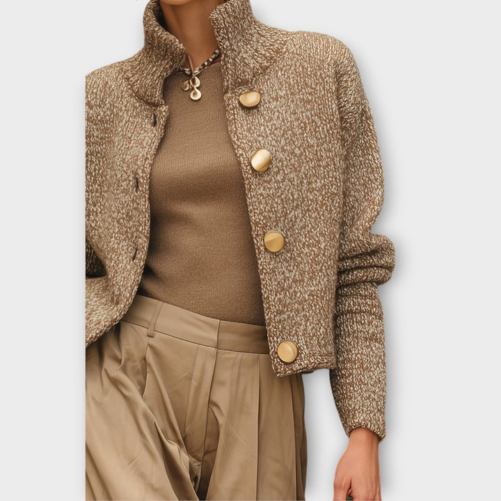 Veste en Maille Texturée avec Boutons Luxe