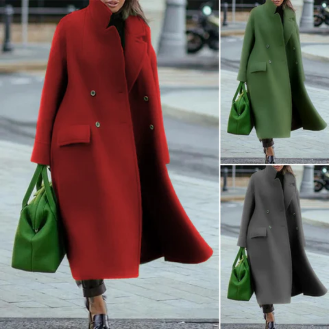 Manteau Long Femme Élégant – Manteau Structuré Chaud Double Couche, Chic Automne Hiver