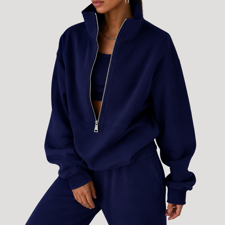 Ensemble Femme Sweat Demi-Zip et Pantalon – Tenue Cocooning Hiver
