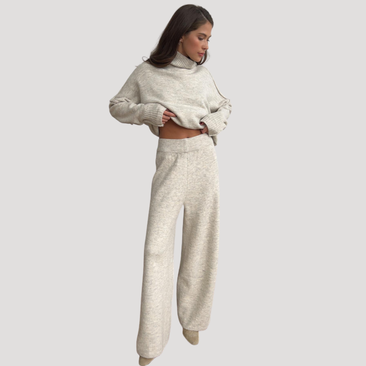 Ensemble Femme Pull Oversize et Pantalon Large – Tenue Maille Hiver