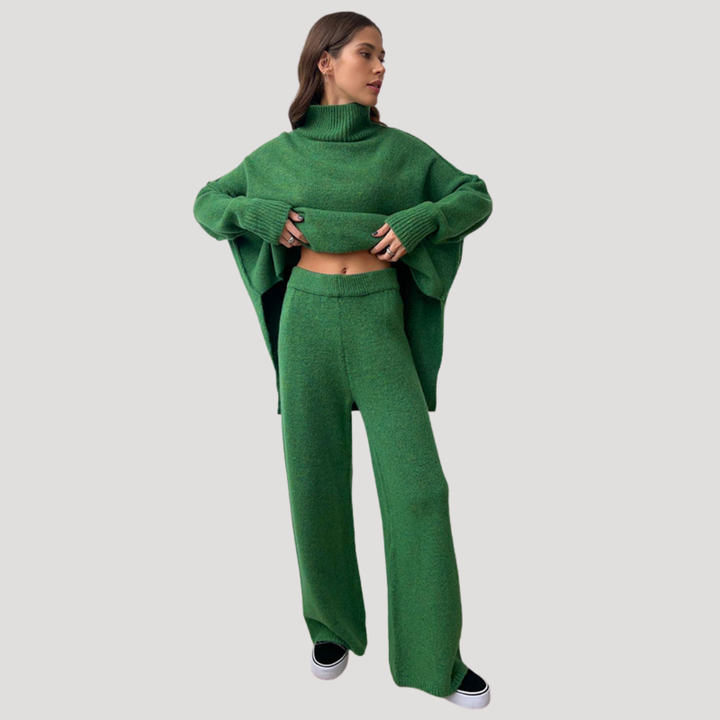 Ensemble Femme Pull Oversize et Pantalon Large – Tenue Maille Hiver