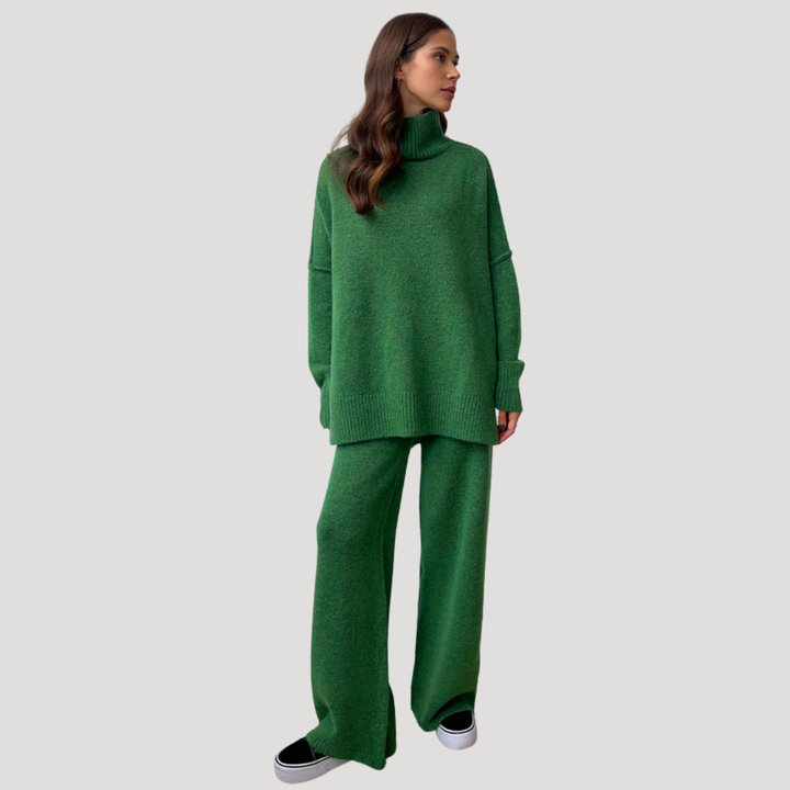 Ensemble Femme Pull Oversize et Pantalon Large – Tenue Maille Hiver