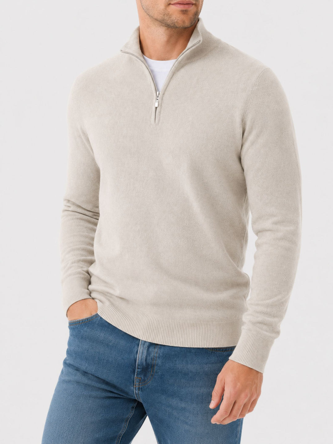 Pull Camionneur Homme Col Zippé – Pull Chic Coupe Ajustée, Chaud et Élégant pour l&