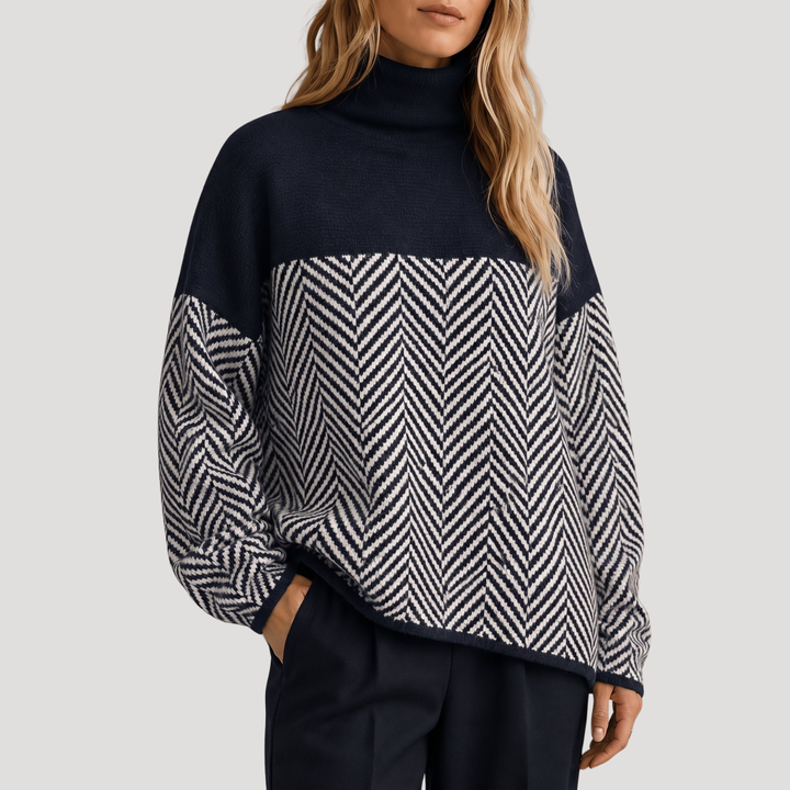 Pull Col Roulé Femme Motif Chevrons – Pull d&