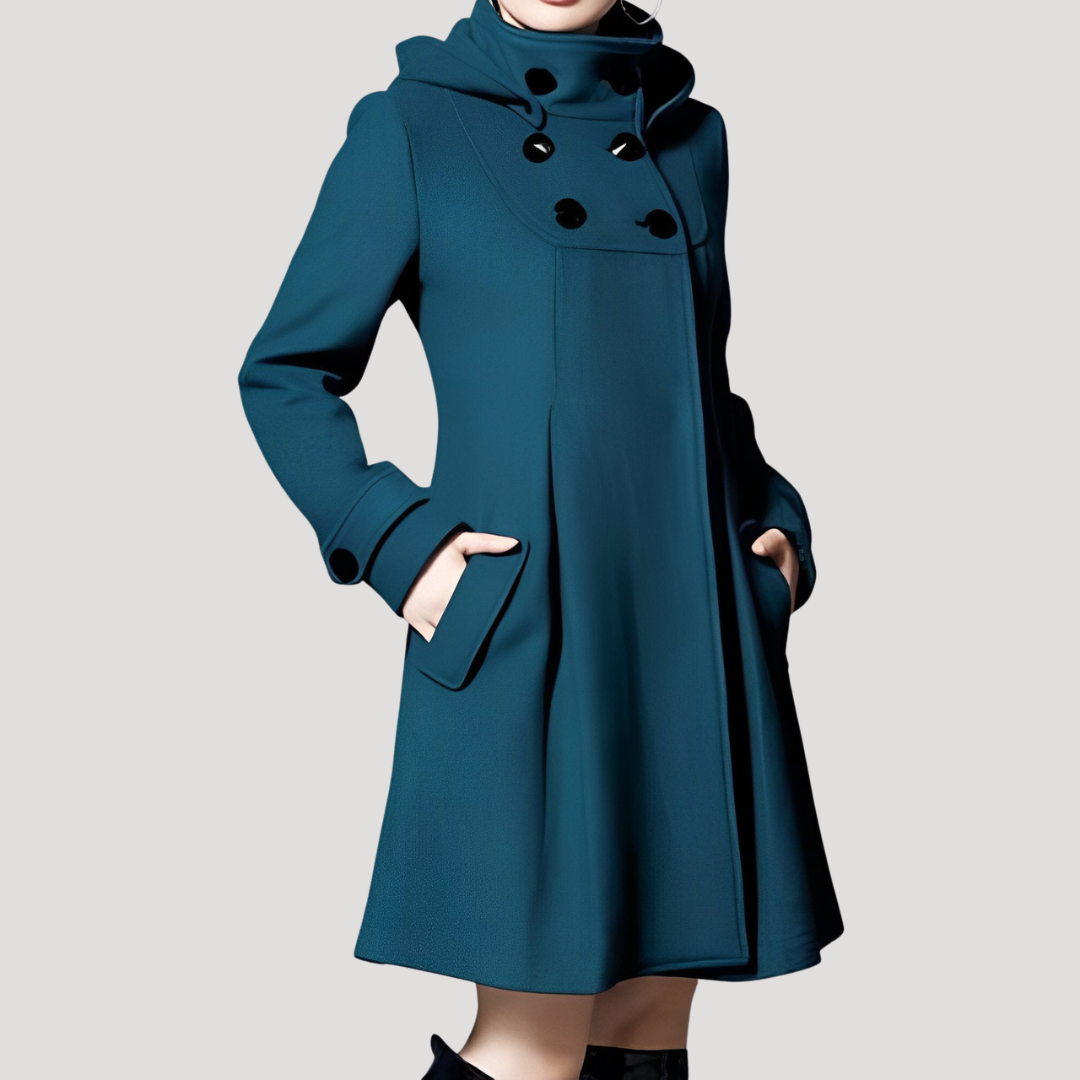 Manteau Femme Évasé à Capuche Boutonné