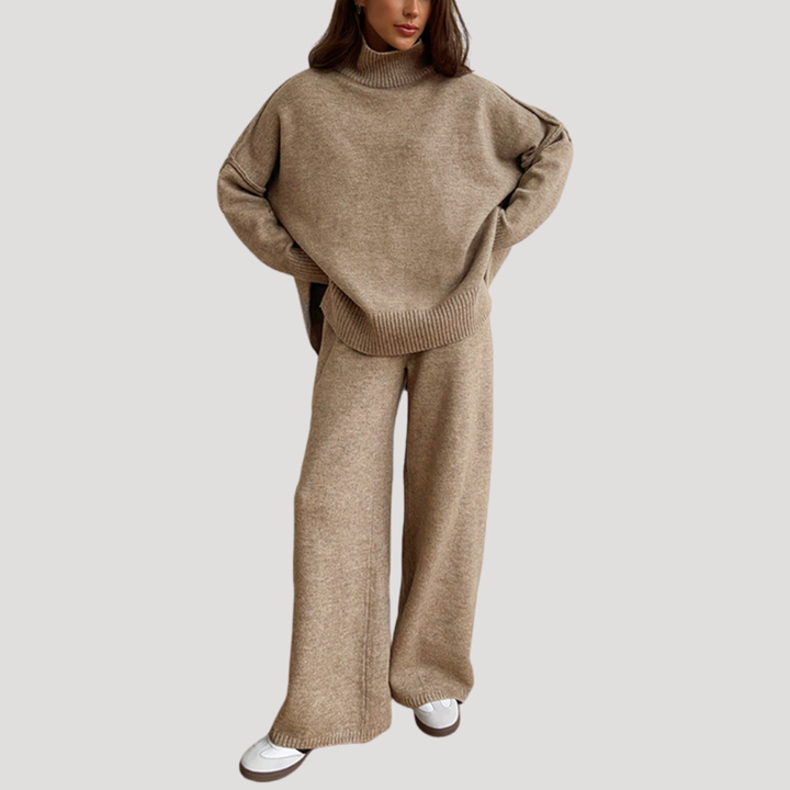 Ensemble Femme Pull Oversize et Pantalon Large – Tenue Maille Hiver