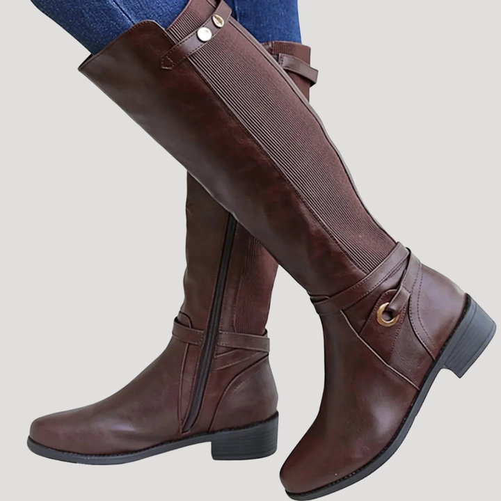 Bottes Hautes Femme Empiècement Élastique – Bottes d&