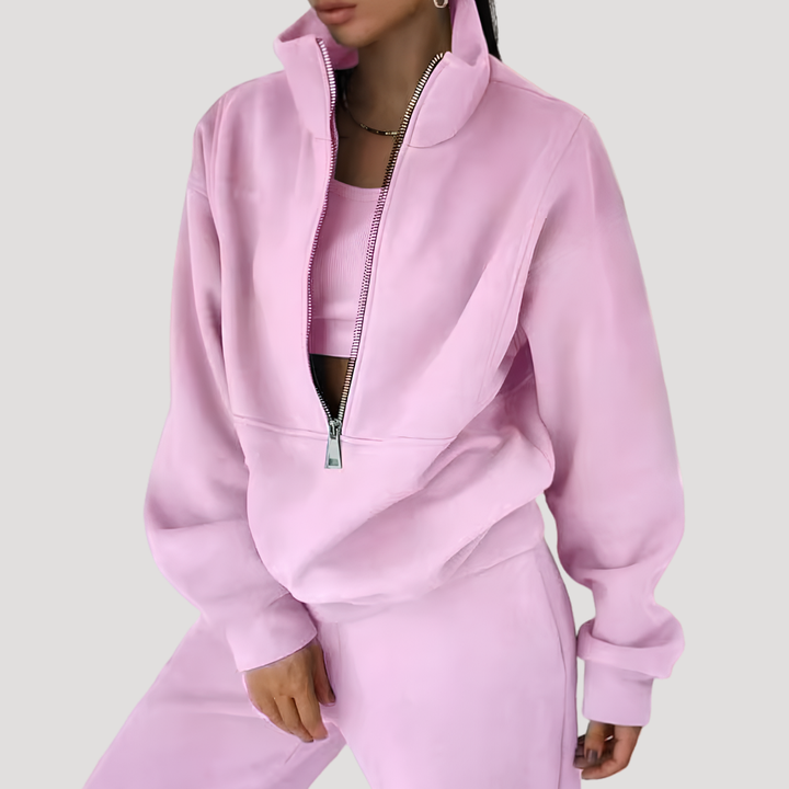 Ensemble Femme Sweat Demi-Zip et Pantalon – Tenue Cocooning Hiver