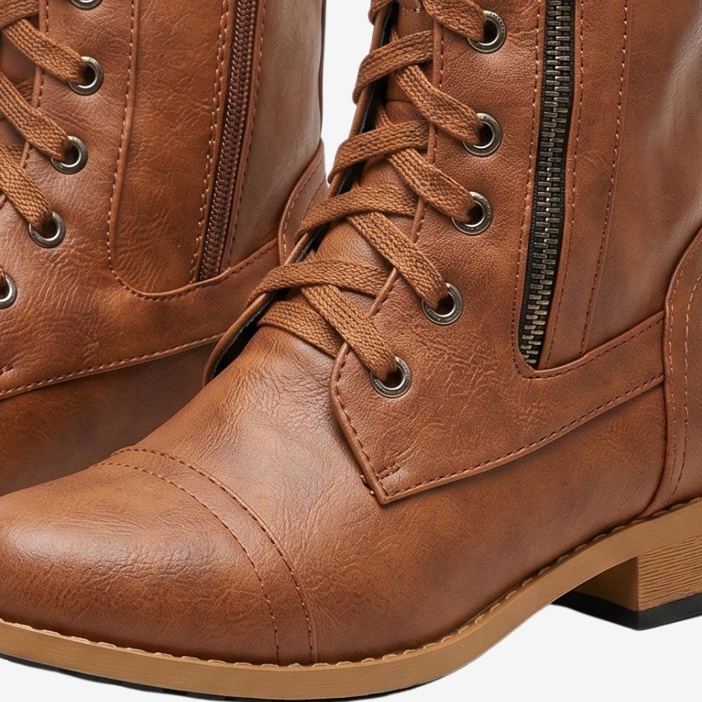 Coutivo - Bottes Hiver Femme Chaudes Antidérapantes Lacets et Fermeture Zip