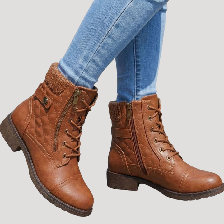 Bottines Femme Matelassées à Lacets – Bottines d&