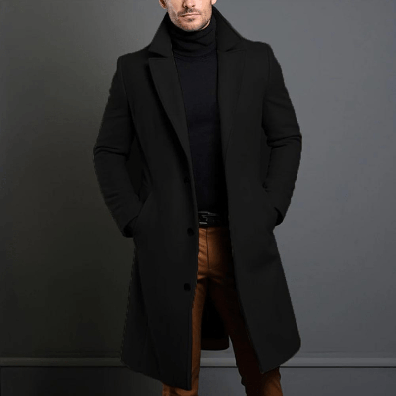 Manteau Long Homme Hiver Style Trench – Manteau Élégant Chaud et Classique, Chic Automne Hiver