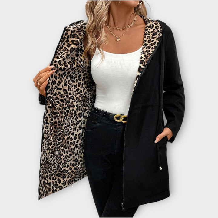 Manteau Réversible avec Capuche et Imprimé Léopard