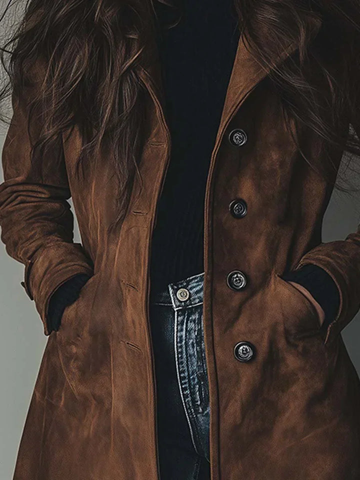 Manteau Trench en Suède Synthétique Vintage