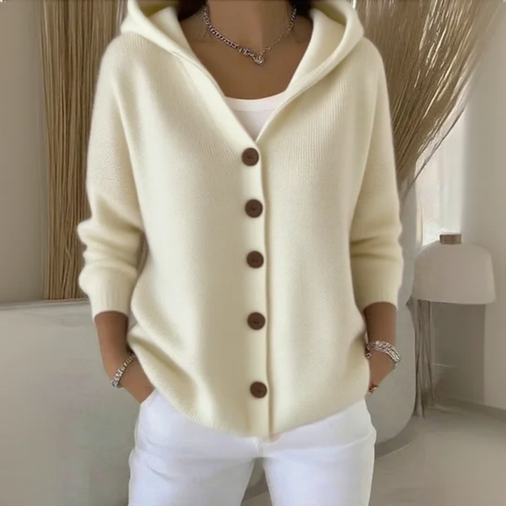 Cataleya Cardigan Femme Capuche – Maille Douce Effet Cachemire &amp; Coupe Droite Élégante