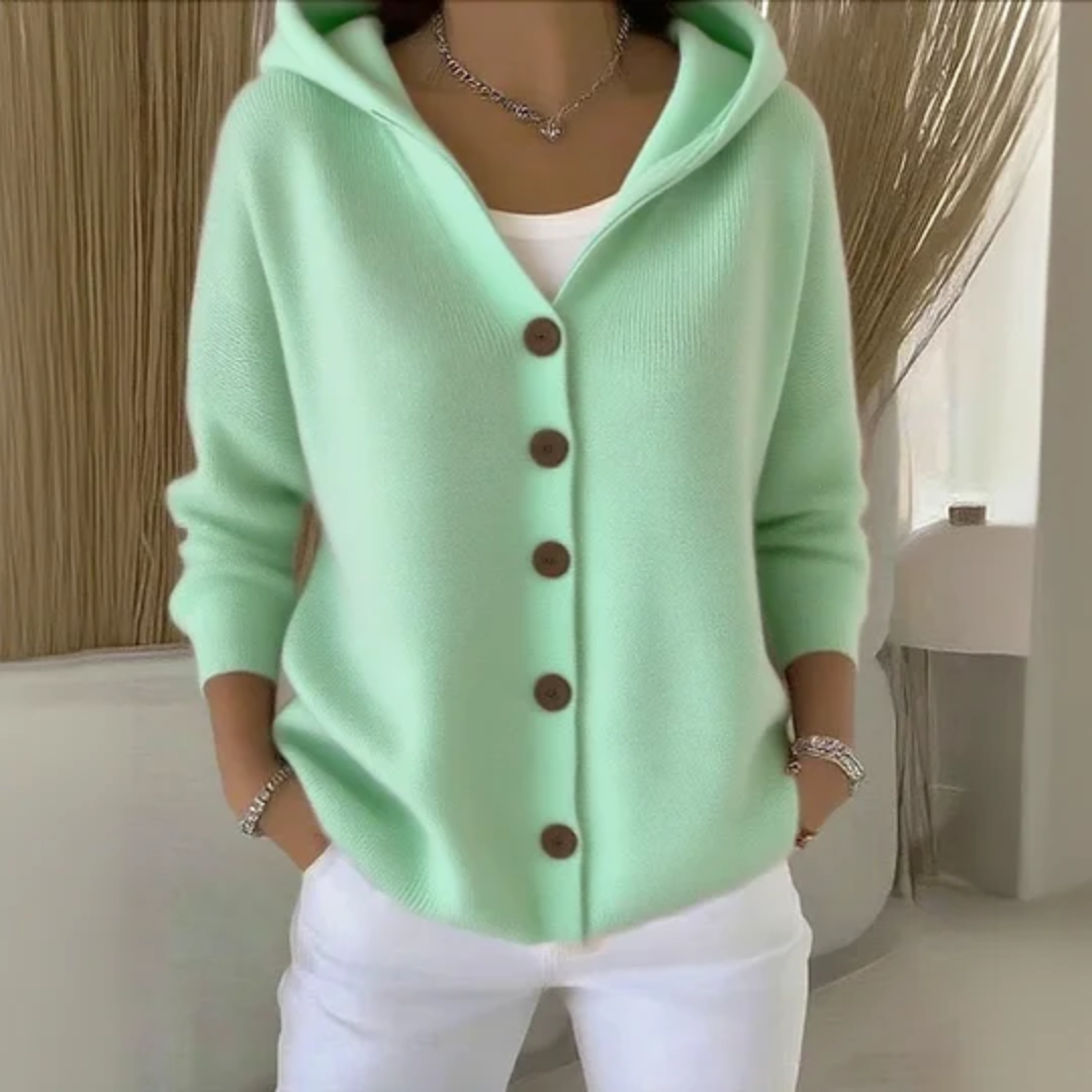 Cataleya Cardigan Femme Capuche – Maille Douce Effet Cachemire &amp; Coupe Droite Élégante