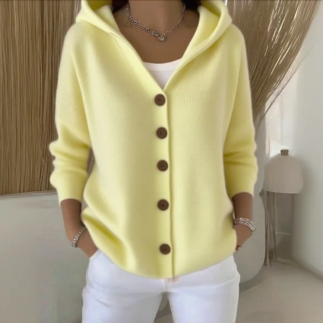 Cataleya Cardigan Femme Capuche – Maille Douce Effet Cachemire &amp; Coupe Droite Élégante