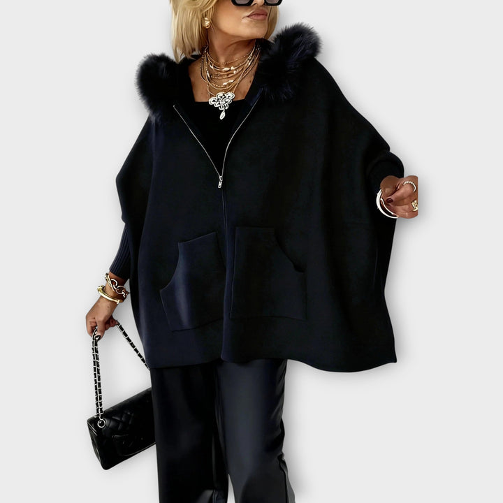 Manteau à Capuche en Fourrure Synthétique de Luxe