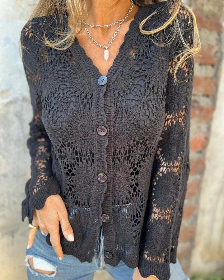 NALIE - Gilet en Dentelle au Crochet avec Boutons
