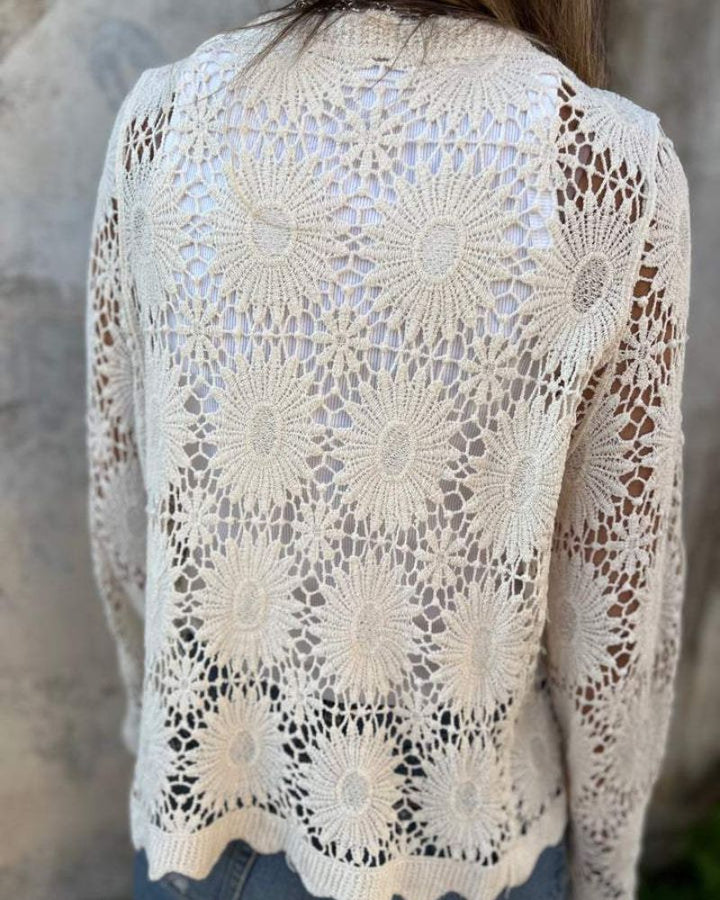 NALIE - Gilet en Dentelle au Crochet avec Boutons