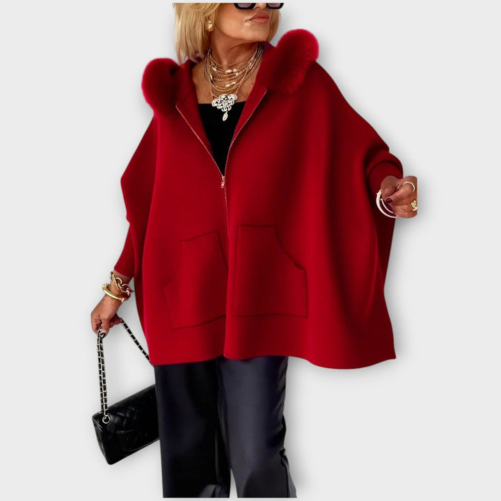 Manteau à Capuche en Fourrure Synthétique de Luxe