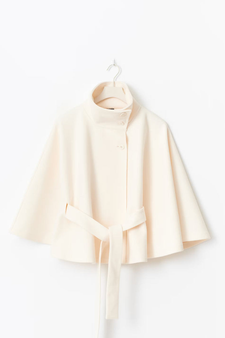 Ivanna Manteau Laine Femme – Col Haut Élégant avec Ceinture Amovible &amp; Coupe Décontractée