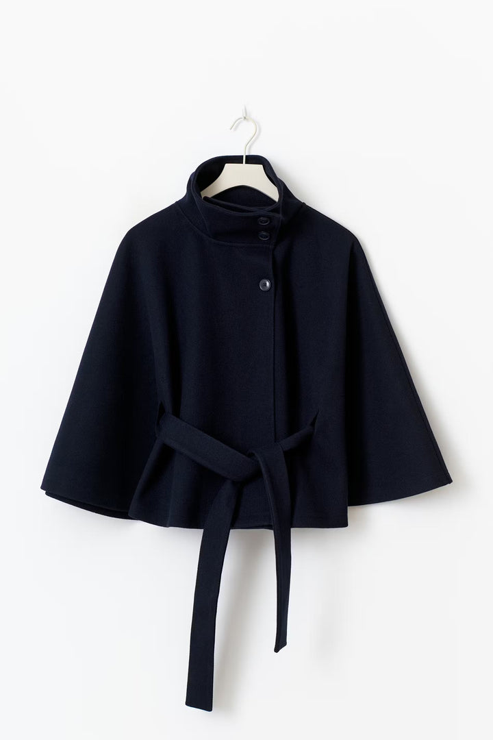 Ivanna Manteau Laine Femme – Col Haut Élégant avec Ceinture Amovible &amp; Coupe Décontractée