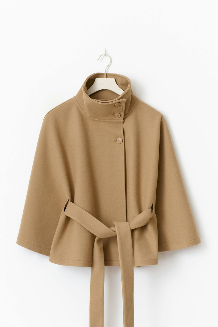 Ivanna Manteau Laine Femme – Col Haut Élégant avec Ceinture Amovible &amp; Coupe Décontractée