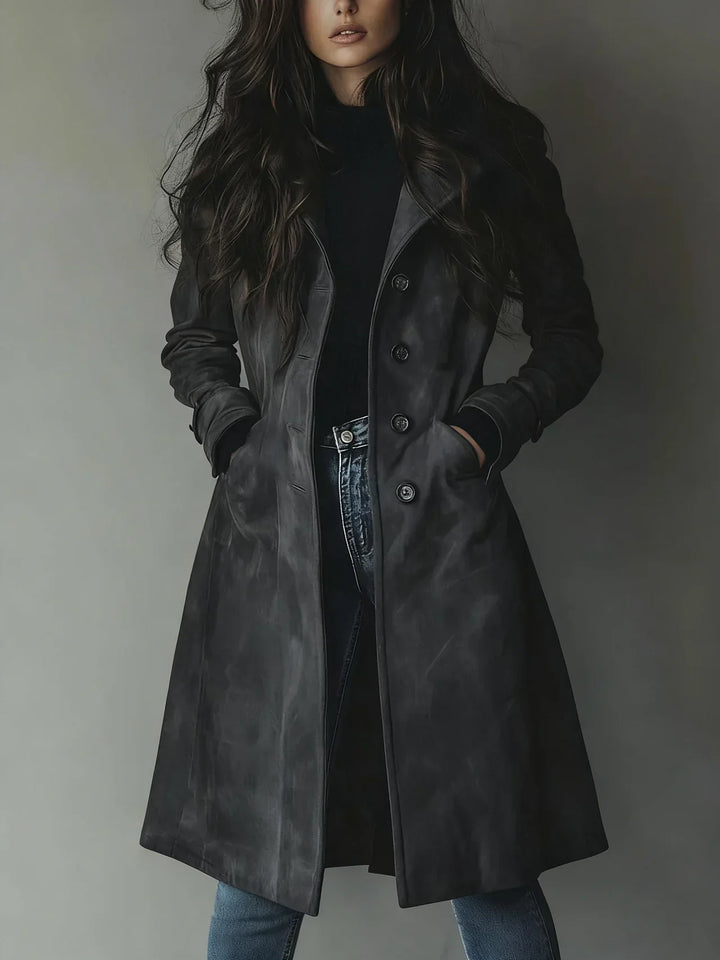 Manteau Trench en Suède Synthétique Vintage