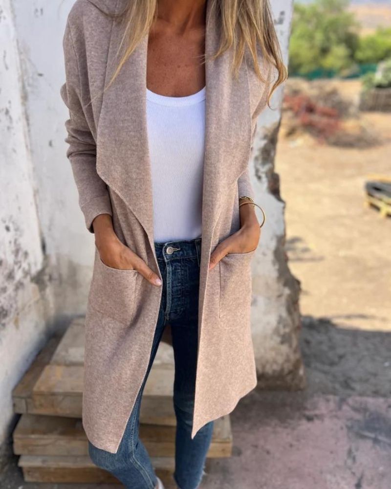 EIGONA - VESTE CARDIGAN CASUAL AVEC REVER