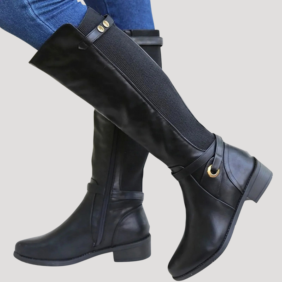 Bottes Hautes Femme Empiècement Élastique – Bottes d&
