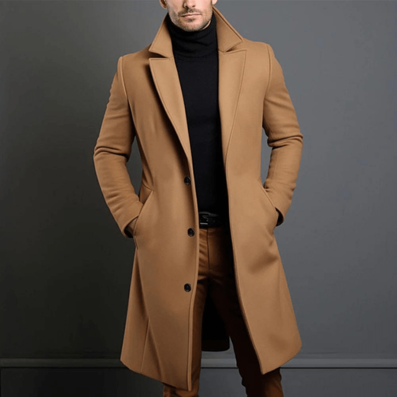 Manteau Long Homme Hiver Style Trench – Manteau Élégant Chaud et Classique, Chic Automne Hiver