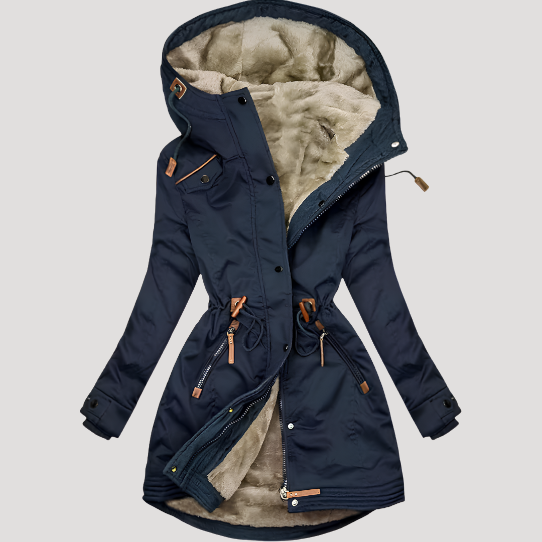 Parka Femme à Capuche Taille Ajustable – Manteau d&