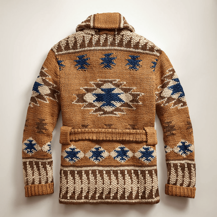 Arman Cardigan Homme – Gilet Jacquard en Maille Douce &amp; Style Classique de l’Ouest Américain