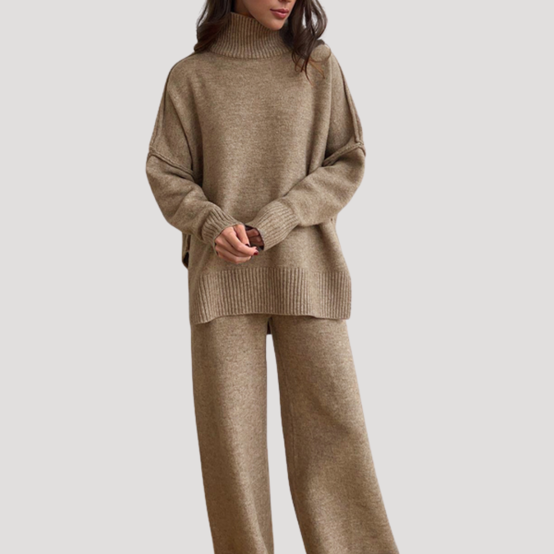 Ensemble Femme Pull Oversize et Pantalon Large – Tenue Maille Hiver