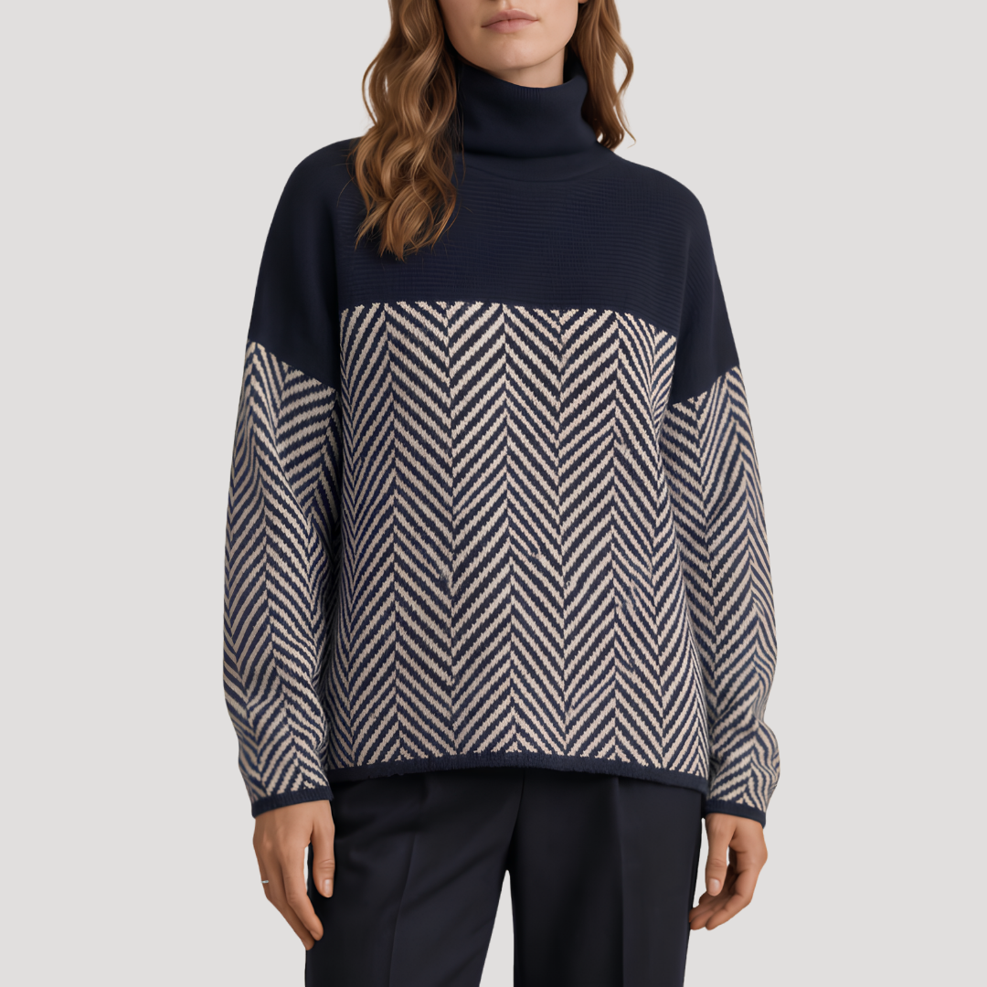 Pull Col Roulé Femme Motif Chevrons – Pull d&