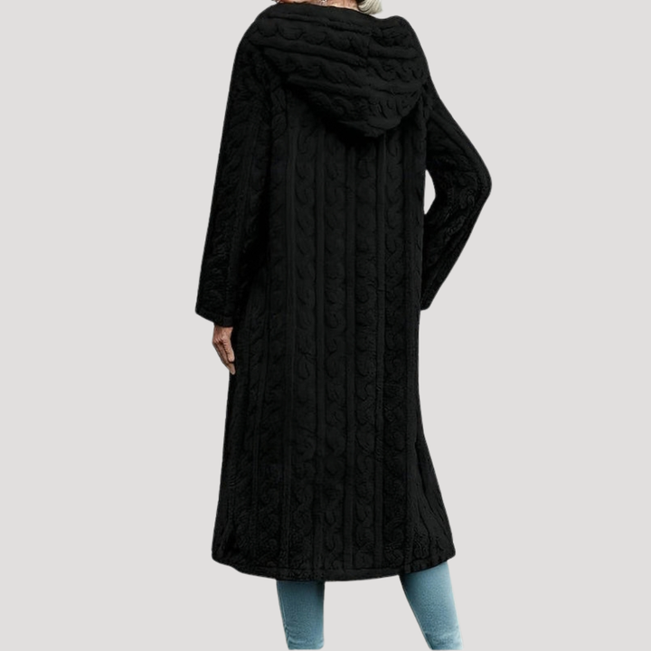 Manteau Femme Long à Capuche Effet Texturé