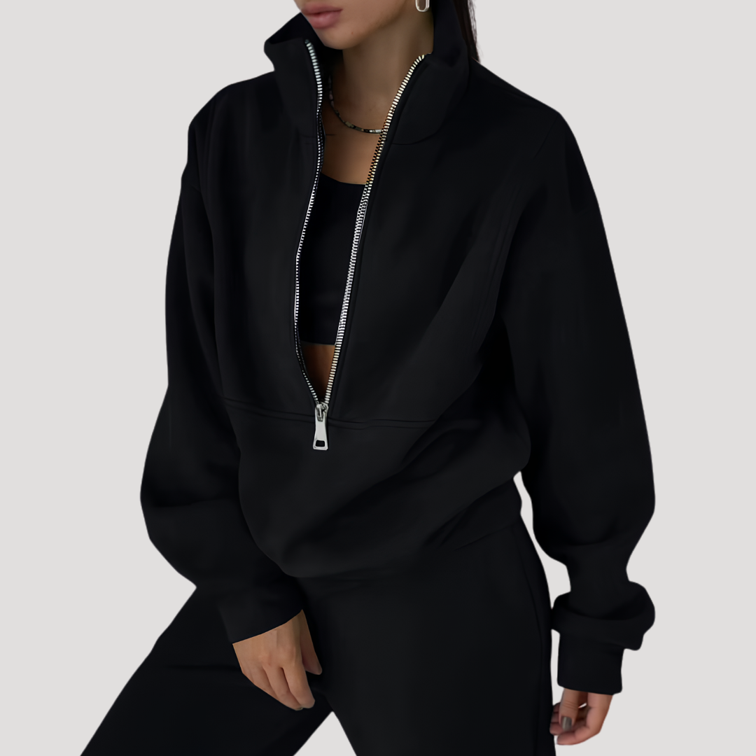 Ensemble Femme Sweat Demi-Zip et Pantalon – Tenue Cocooning Hiver