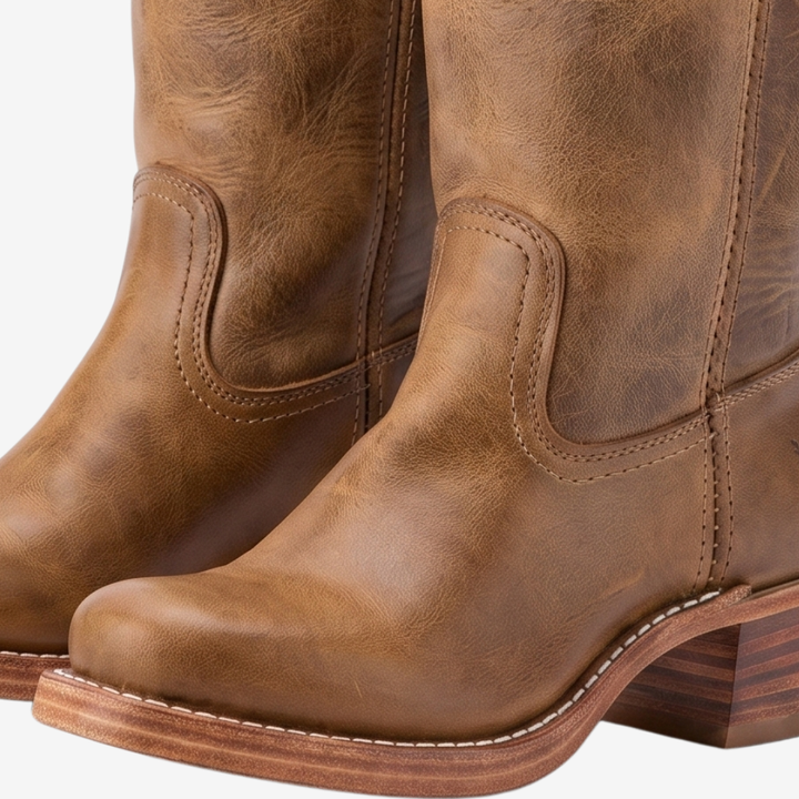 Coutivo - Bottes Hautes Femme Cuir Confort Talon Bloc Usage Quotidien