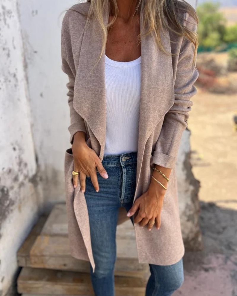 EIGONA - VESTE CARDIGAN CASUAL AVEC REVER