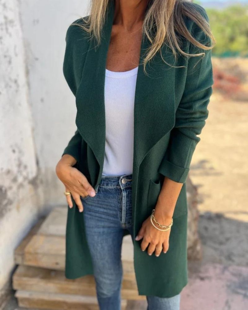 EIGONA - VESTE CARDIGAN CASUAL AVEC REVER