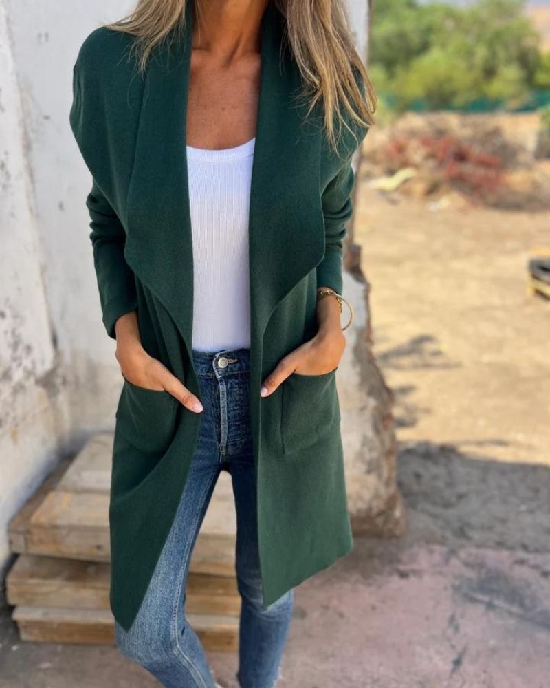 EIGONA - VESTE CARDIGAN CASUAL AVEC REVER