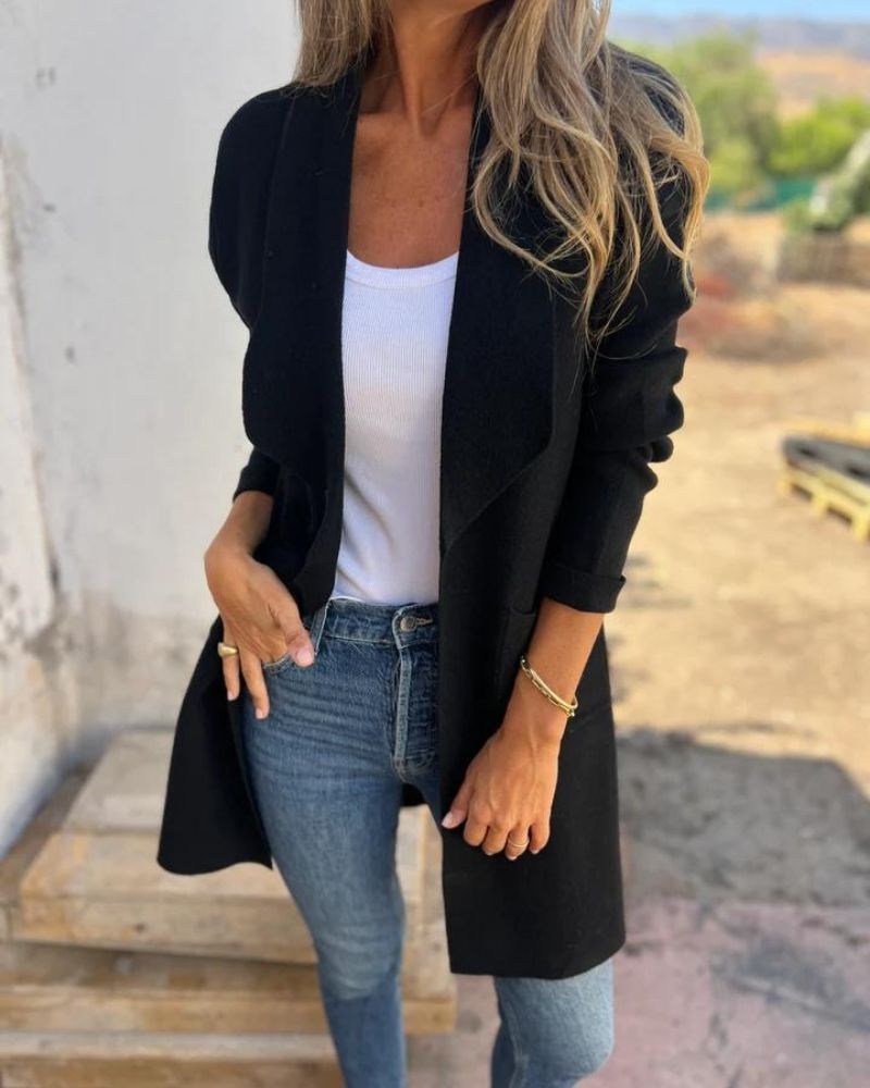 EIGONA - VESTE CARDIGAN CASUAL AVEC REVER