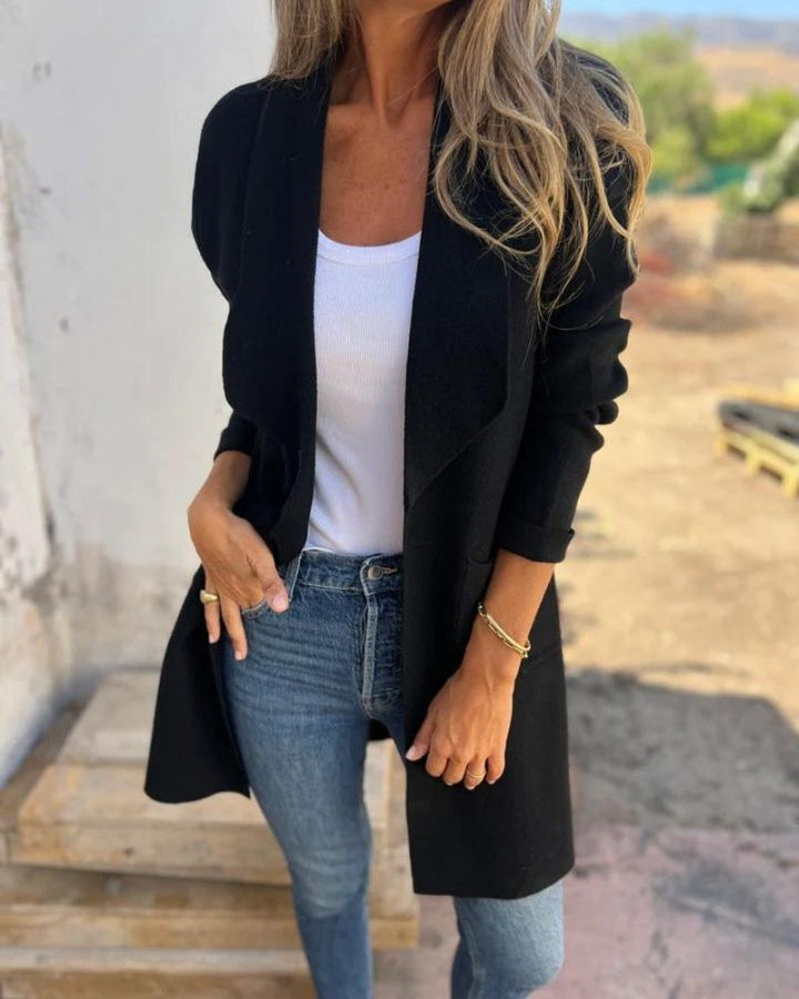 EIGONA - VESTE CARDIGAN CASUAL AVEC REVER