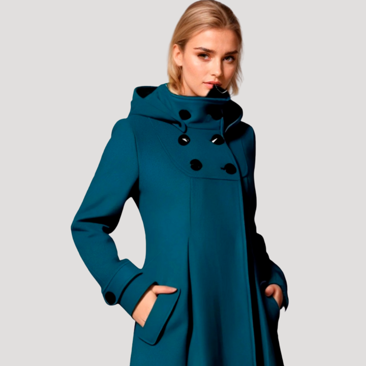 Manteau Femme Évasé à Capuche Boutonné