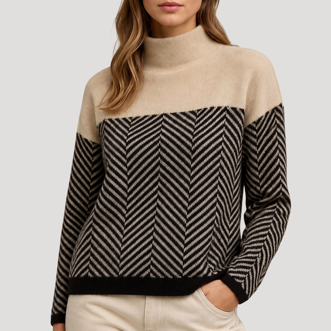 Pull Col Roulé Femme Motif Chevrons – Pull d&