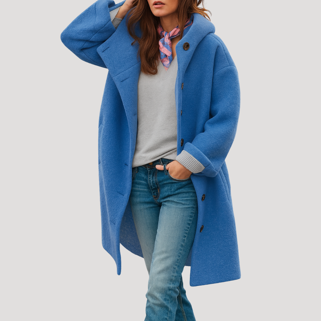 Manteau à Capuche Femme Boutonné Confort