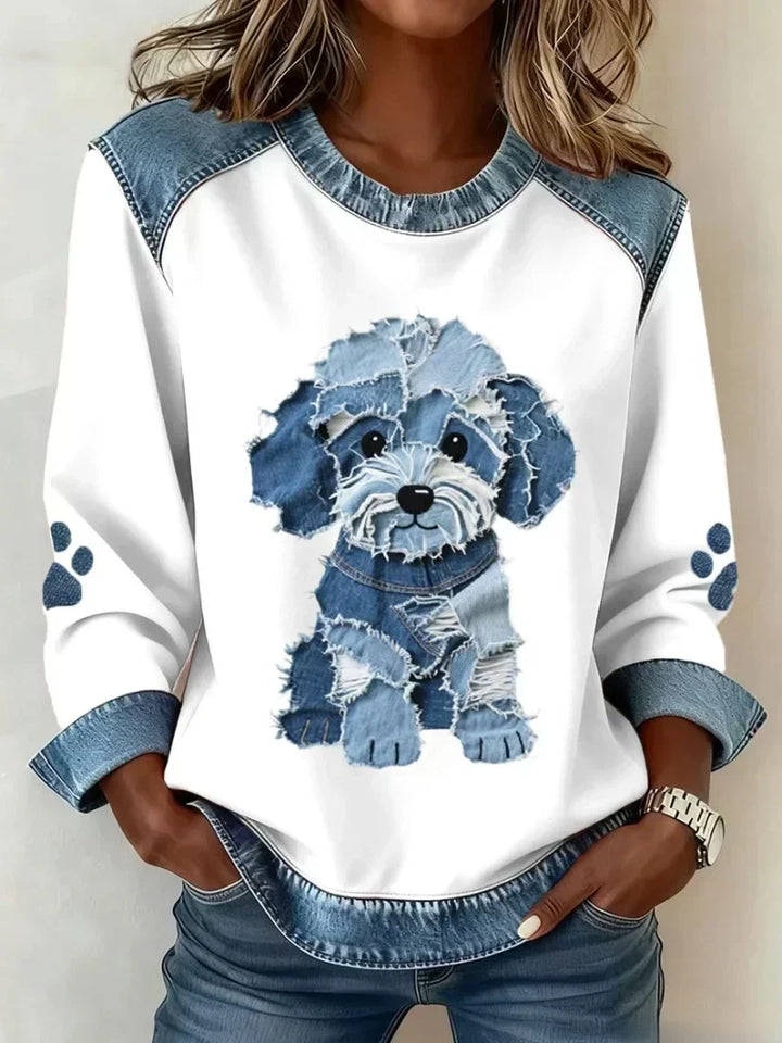 Lilah – Sweat-shirt avec imprimés de teckel et patchwork