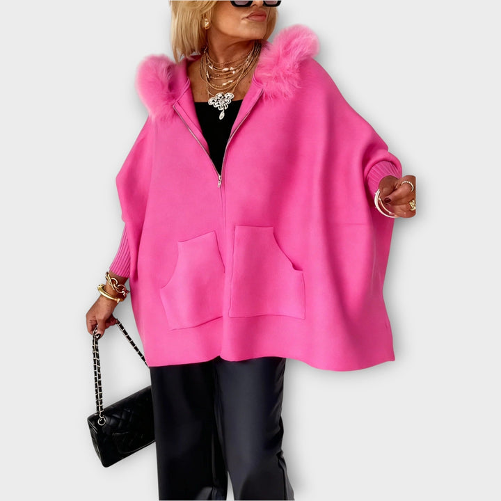 Manteau à Capuche en Fourrure Synthétique de Luxe