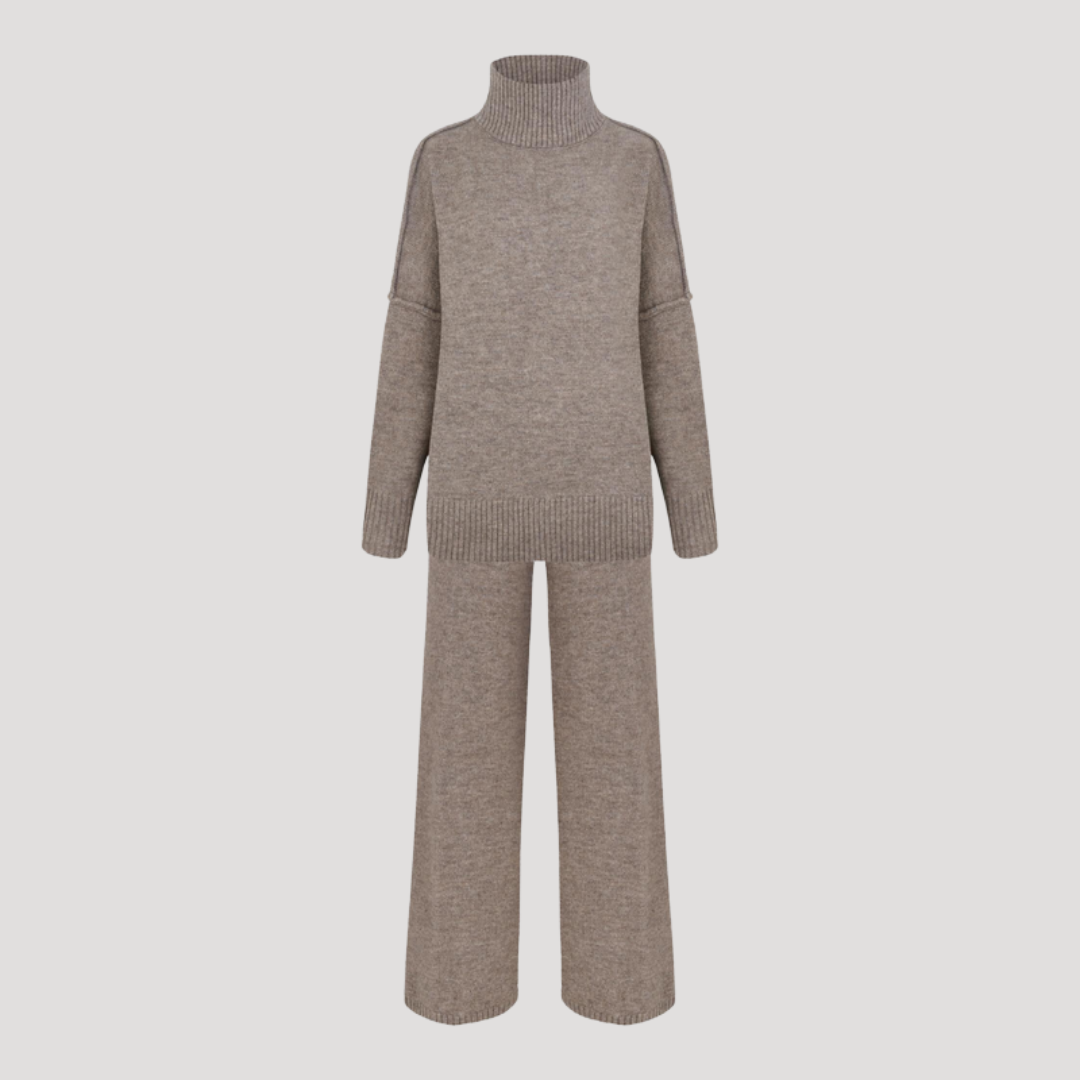 Ensemble Femme Pull Oversize et Pantalon Large – Tenue Maille Hiver