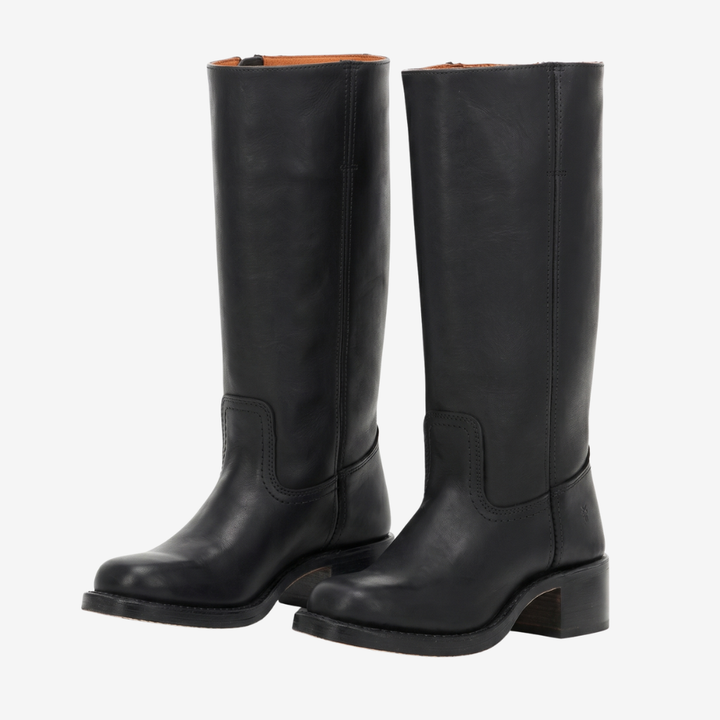 Coutivo - Bottes Hautes Femme Cuir Confort Talon Bloc Usage Quotidien